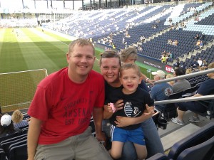 Justin, Mrs. Haas and Brenden at a Soccer Game in Kansas City