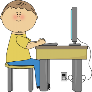 computer with boy
