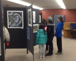 Families and friends are viewing the work of Lincoln High Artists.