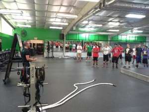 Athletes prepare to finish the day with a work out put on by Good Life Fitness