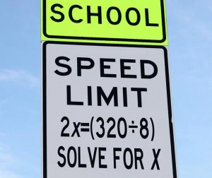 Algebra speed sign