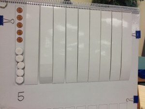 Each day we add one more penny.  We enjoy counting them and writing equations about them.