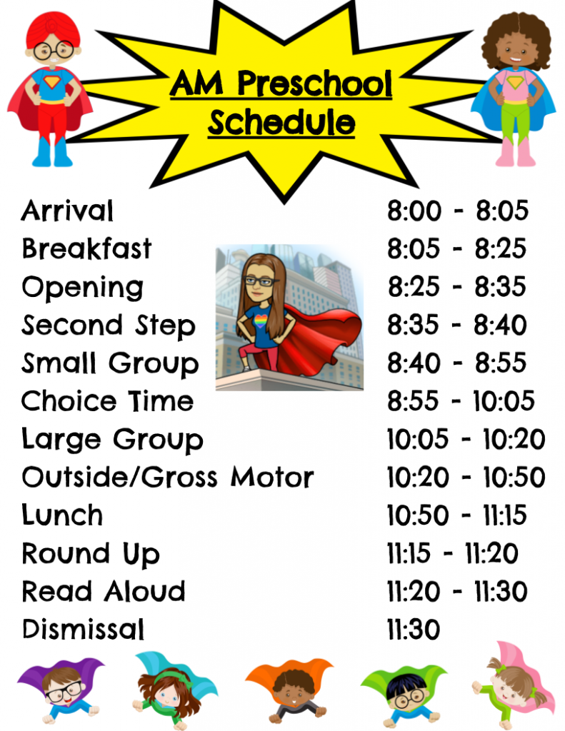 AM Daily Schedule | Preschool
